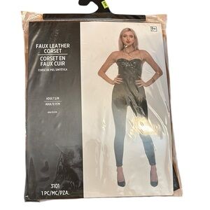 Faux Leather Corset - Black